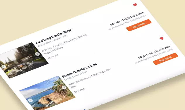 TeamOut trip designer in a first-meeting working session with a customer